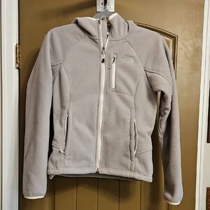 The North Face Light Grey Hooded Fleece Jacket Women XS